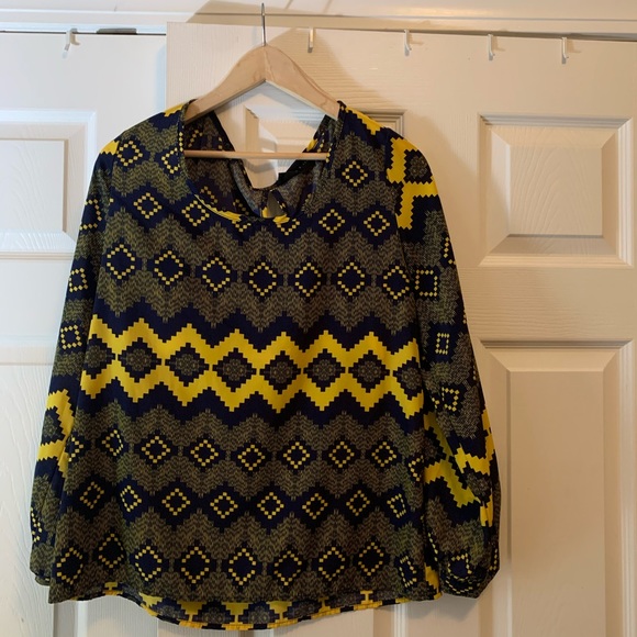 blue and gold print top - Picture 2 of 3